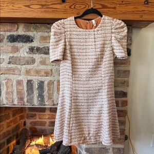 Glam Cream Tweed Mini Dress